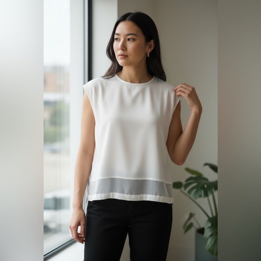 Calvin Klein Classic White Blouse Size Large